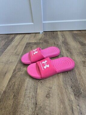 Under Armour 5 Youth Pink Ansa Slides  Flip Flops